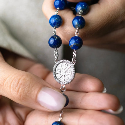 LAPIS LAZULI BEADS - ROSARY - SILVER