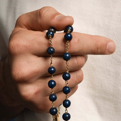 LAPIS LAZULI BEADS - ROSARY - VERMEIL SILVER