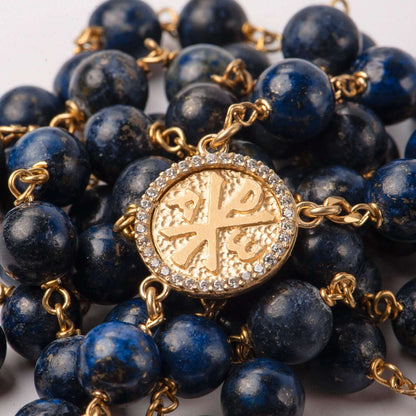 LAPIS LAZULI BEADS - ROSARY - VERMEIL SILVER
