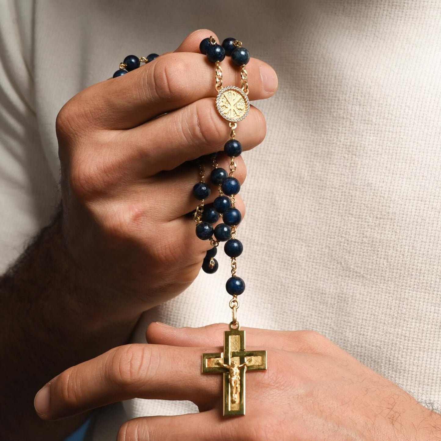 LAPIS LAZULI BEADS - ROSARY - VERMEIL SILVER