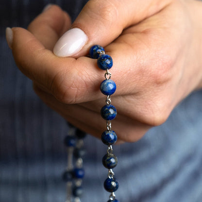 LAPIS LAZULI ROZENKRANS - ZILVER