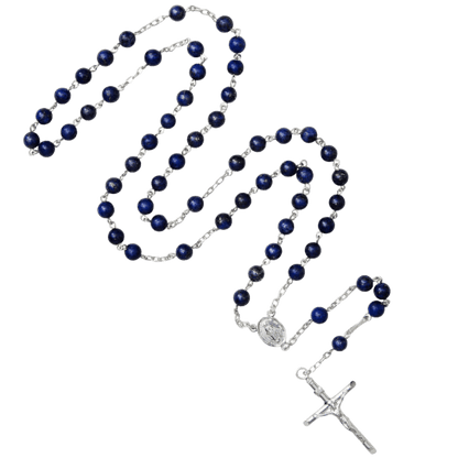 LAPIS LAZULI ROZENKRANS - ZILVER