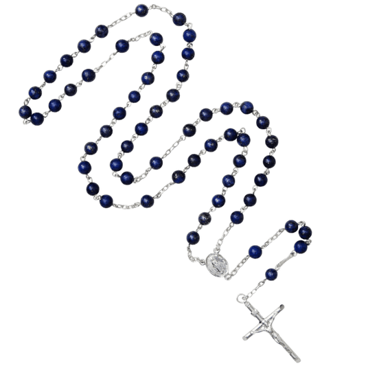 LAPIS LAZULI ROZENKRANS - ZILVER