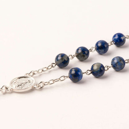 LAPIS LAZULI ROZENKRANS - ZILVER