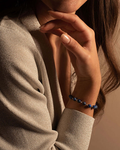 ROSARY BRACELET LAPIS LAZULI - SILVER