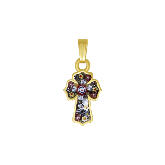 KRUIS HANGER - MICROMOSAIC JEWELRY - GOUDEN METAAL
