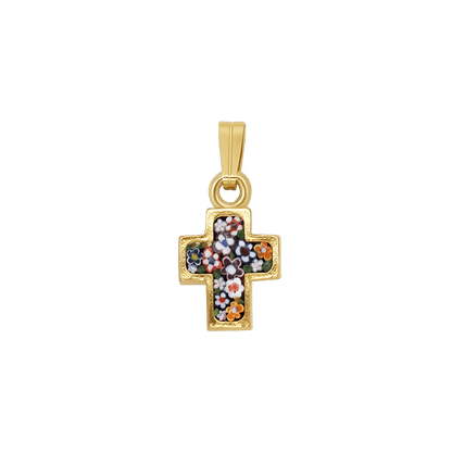 KRUIS HANGER - MICROMOSAIC JEWELRY - GOUDEN METAAL