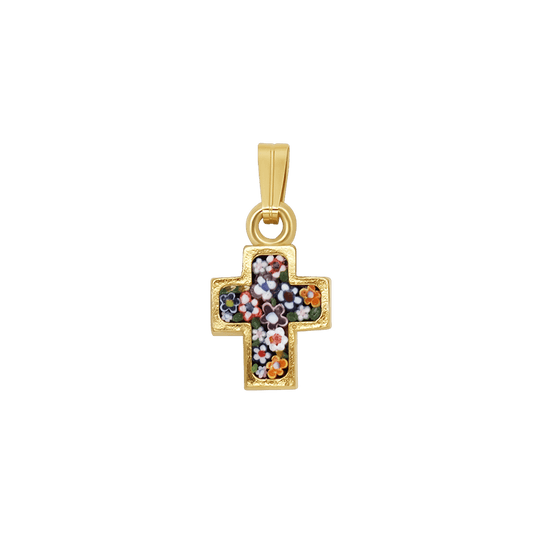 KRUIS HANGER - MICROMOSAIC JEWELRY - GOUDEN METAAL
