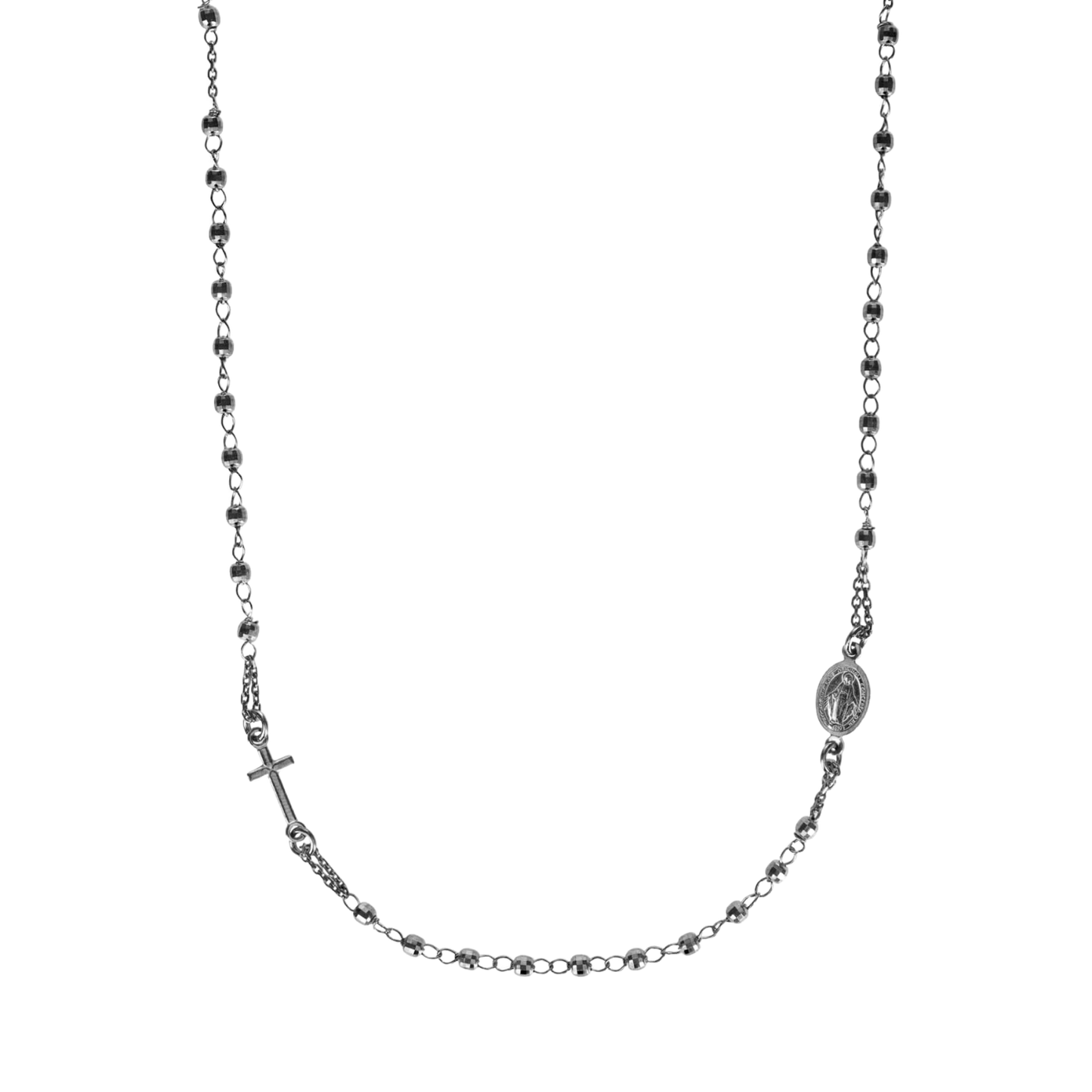 MIRACULOUS EN KRUIS - KETTING - BLACK ZILVER