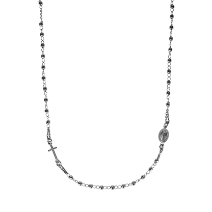 MIRACULOUS EN KRUIS - KETTING - BLACK ZILVER