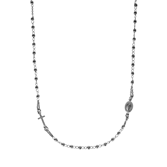 MIRACULOUS EN KRUIS - KETTING - BLACK ZILVER