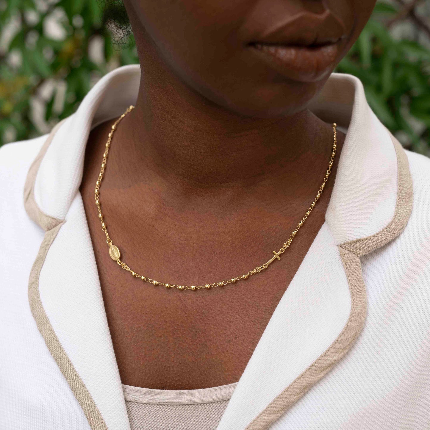 MIRACULOUS EN KRUIS - KETTING - VERMEIL ZILVER