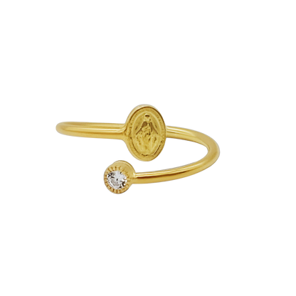 MIRACULOUS MEDAILLE MET ZIRKONIA DOT - RING - VERMEIL ZILVER