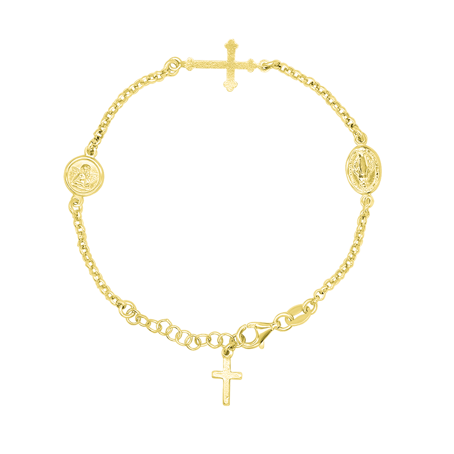 MIRACULOUS MEDAILLE EN ANGEL - ARMBAND - GOUDEN ZILVER