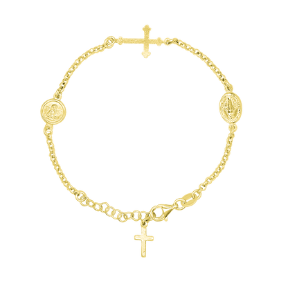 MIRACULOUS MEDAILLE EN ANGEL - ARMBAND - GOUDEN ZILVER
