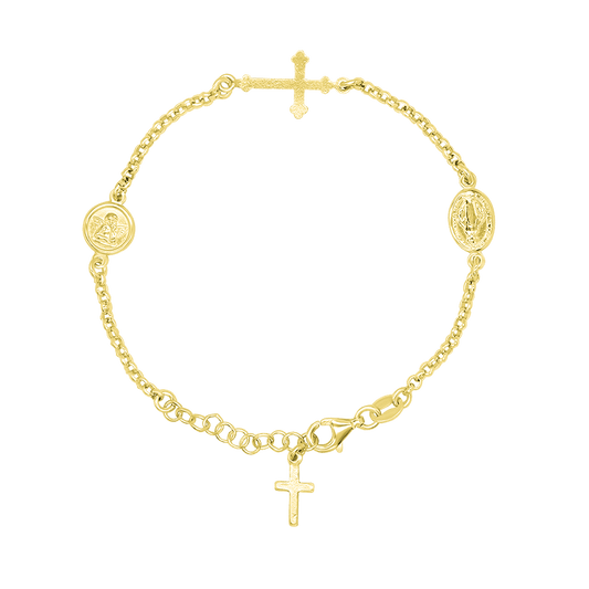 MIRACULOUS MEDAILLE EN ANGEL - ARMBAND - GOUDEN ZILVER