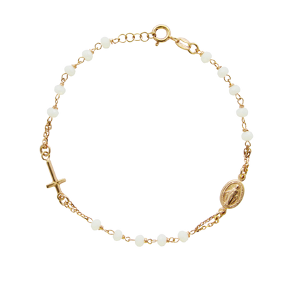 MIRACULOUS MEDAILLE EN KRUIS - ARMBAND - GOUDEN ZILVER