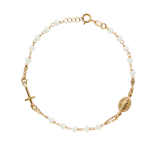 MIRACULOUS MEDAILLE EN KRUIS - ARMBAND - GOUDEN ZILVER