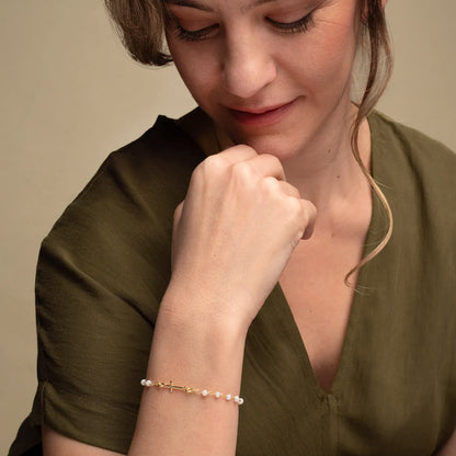 MIRACULOUS MEDAILLE EN KRUIS - ARMBAND - GOUDEN ZILVER