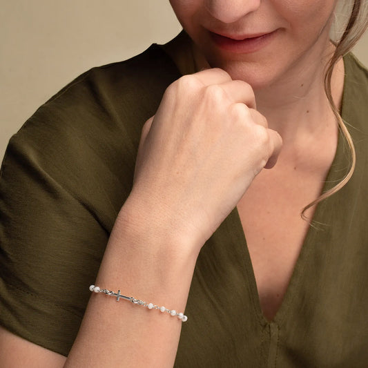 MIRACULOUS MEDAL AND CROSS - BRACELET - SILVER