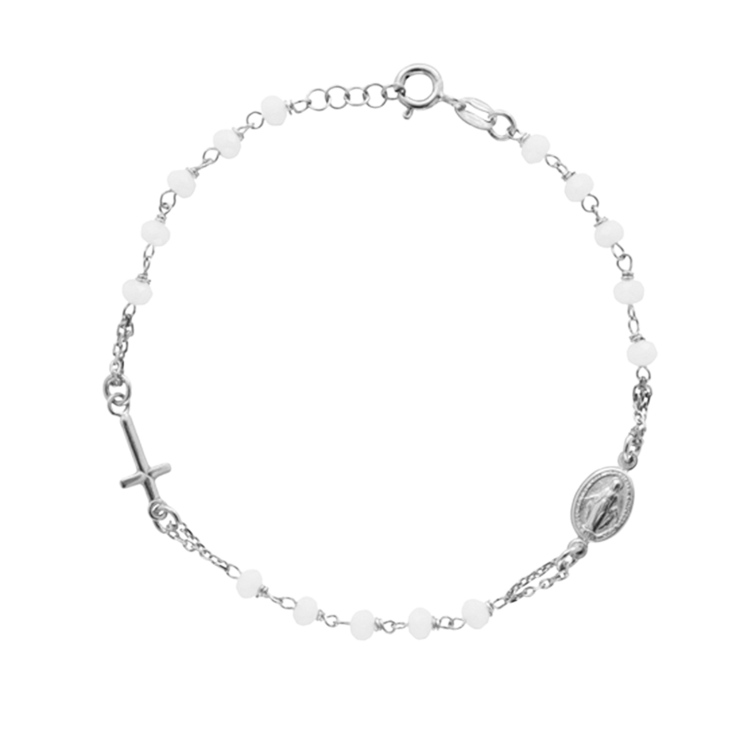 MIRACULOUS MEDAILLE EN KRUIS - ARMBAND - ZILVER