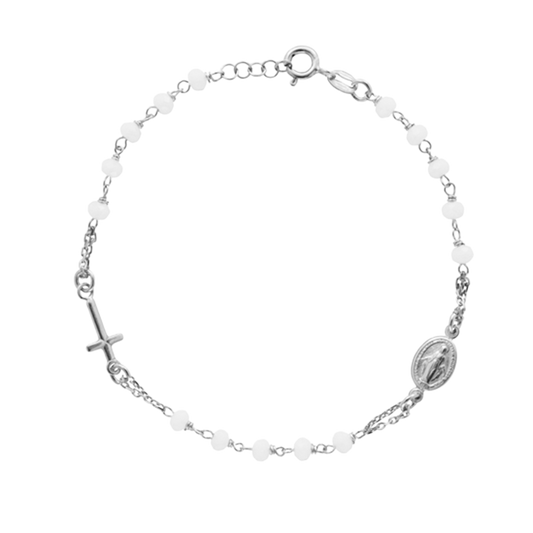 MIRACULOUS MEDAL AND CROSS - BRACELET - SILVER
