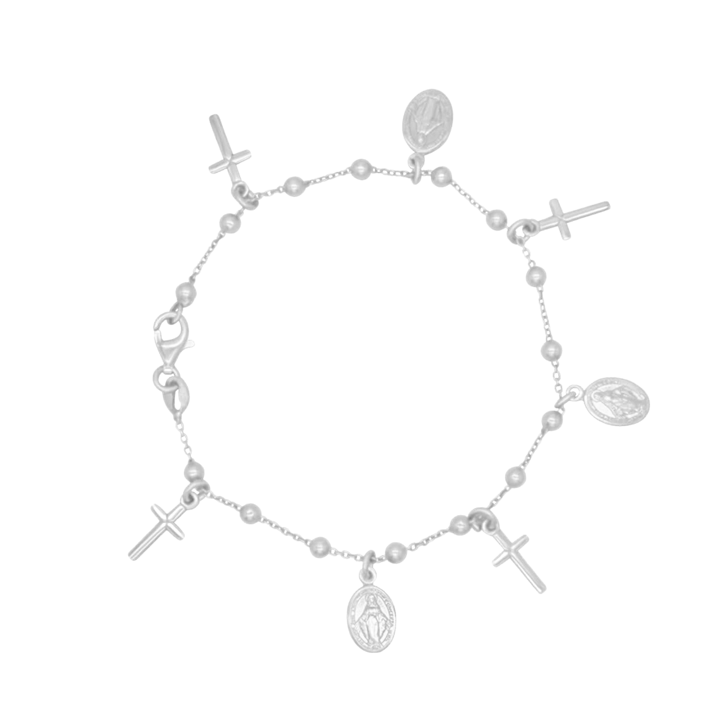 MIRACULOUS MEDAILLE EN KRUIS CHARMS - ARMBAND - ZILVER