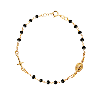 MIRACULOUS MEDAILLE EN KRUIS - ARMBAND - GOUDEN ZILVER