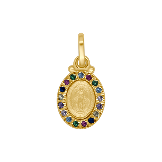 MIRACULOUS MEDAILLE - MULTICOLOR ZIRKONIA EN GOUDEN ZILVER