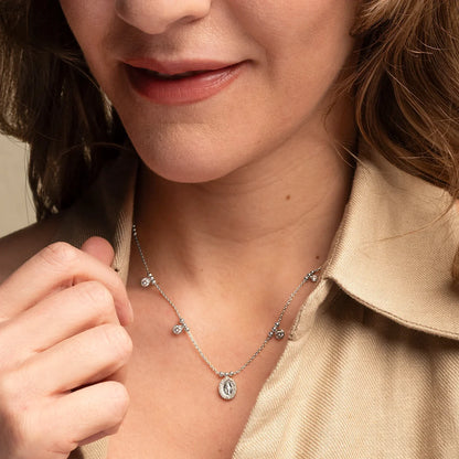 MIRACULOUS MEDAL NECKLACE - SILVER AND ZIRCONIA