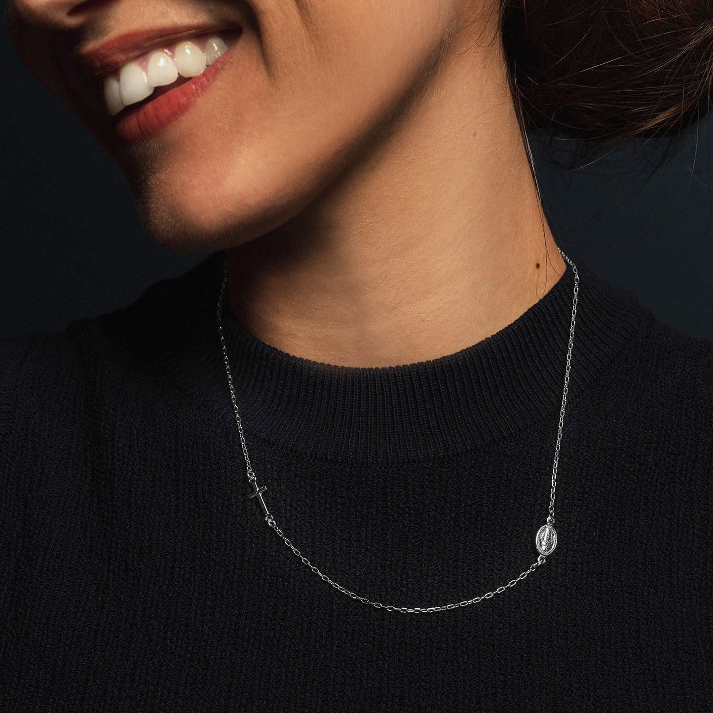 MIRACULOUS EN KRUIS - KETTING - ZILVER