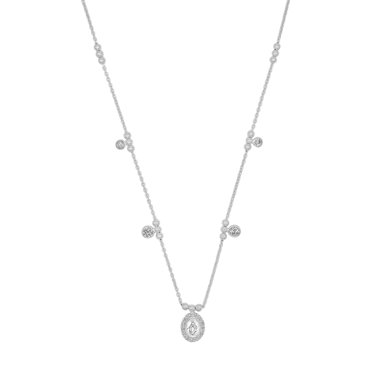 MIRACULOUS MEDAL NECKLACE - SILVER AND ZIRCONIA