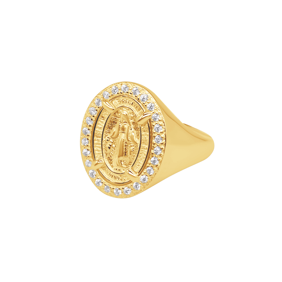 MIRACULOUS MEDAL - RING - GOLDEN SILVER