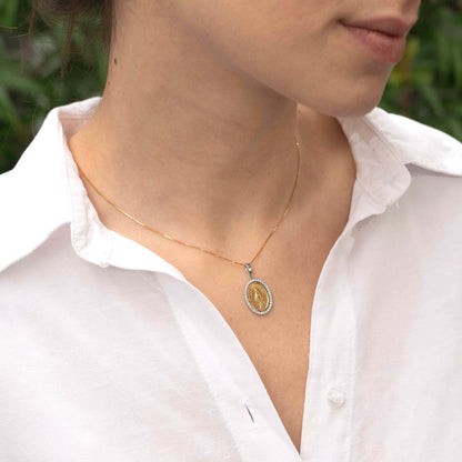 MIRACULOUS MEDAL AND CHAIN - DIAMONDS - GOLD