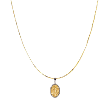 MIRACULOUS MEDAL AND CHAIN - DIAMONDS - GOLD