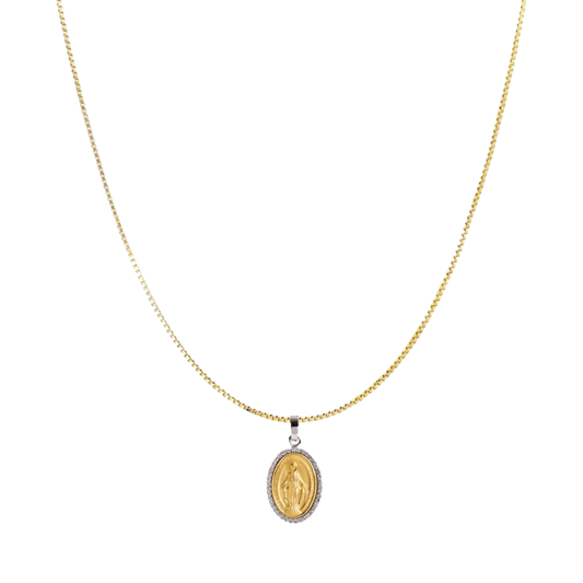 MIRACULOUS MEDAILLE EN KETTING - DIAMANTEN - GOUD