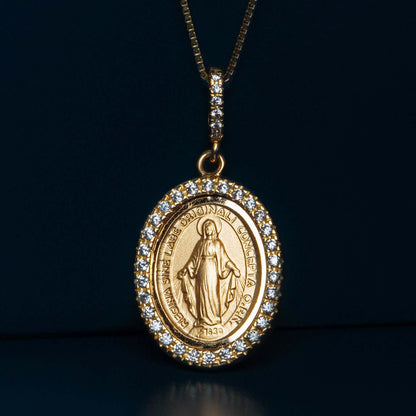 MIRACULOUS MEDAL - ZIRCONIA AND GOLD