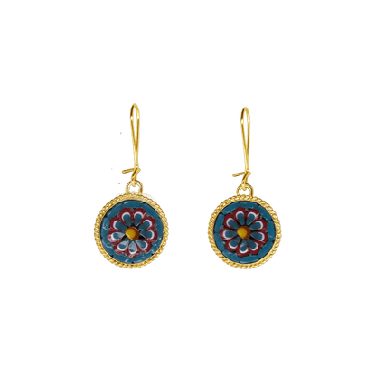 EARRINGS - MICROMOSAIC JEWELRY - GOLDEN  METAL
