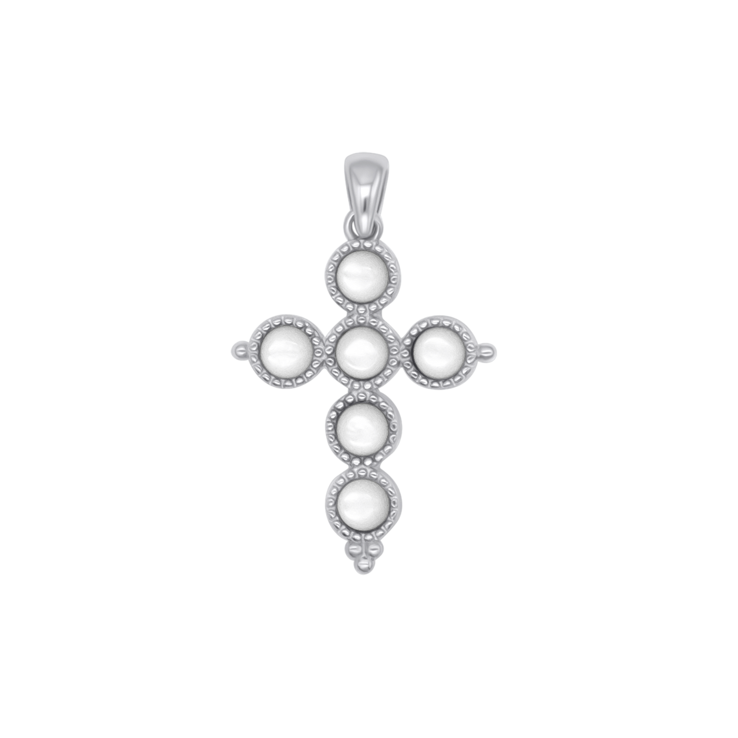 MOTHER OF PEARL KRUIS HANGER - ZILVER