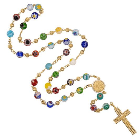 MURRINA GLASS - ROSARY - VERMEIL SILVER