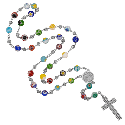 MURRINA GLASS BEADS - ROSARY - SILVER