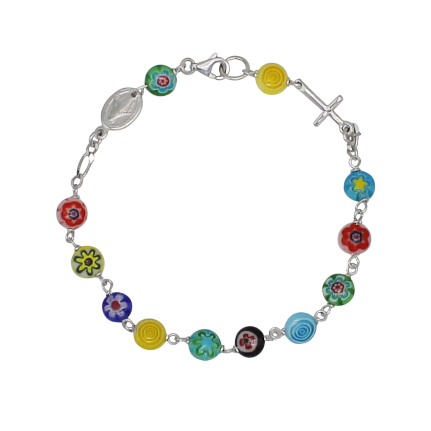 MURRINA GLASS KRALEN ROZENKRANS ARMBAND - ZILVER