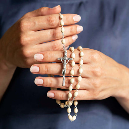MAPLE WOOD BEADS ROSARY- METAL