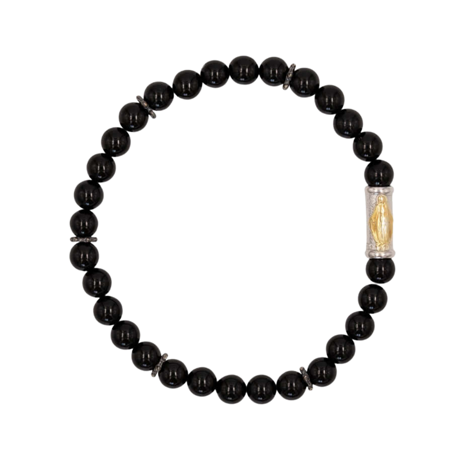 OUR LADY OF GRACE ARMBAND - ONYX EN ZILVER