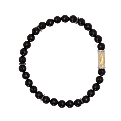 OUR LADY OF GRACE ARMBAND - ONYX EN ZILVER