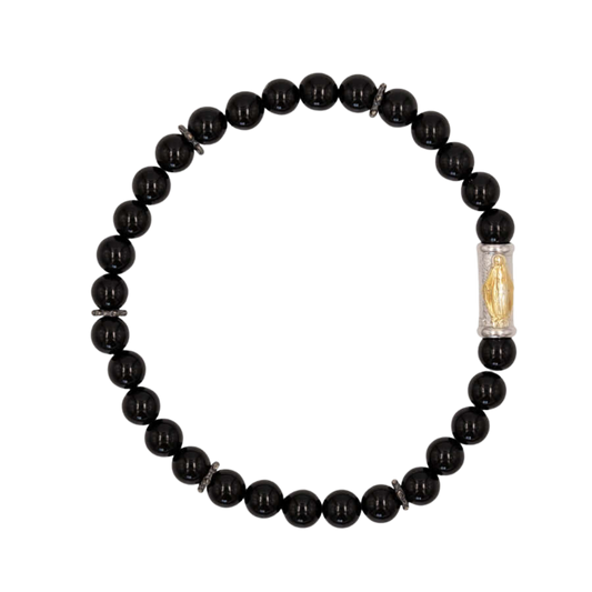 OUR LADY OF GRACE BRACELET - ONYX AND SILVER