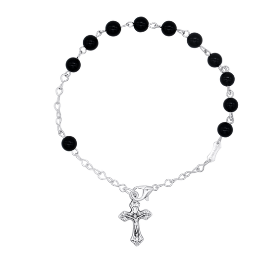 ONYX ROSARY BRACELET - METAL