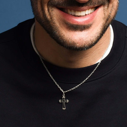 OPEN-WORK CROSS PENDANT - SILVER
