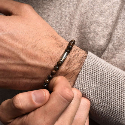 OUR LADY OF GRACE ARMBAND - BRONZITE EN ZILVER
