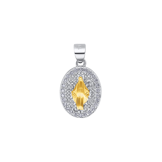 OUR LADY OF GRACE - PENDANT - BICOLOR SILVER